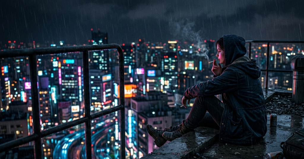 A girl listening lyrics